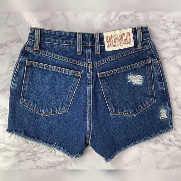 Bongo Vintage Blue Distressed Custom Cutoff Denim Jean Shorts 5 - Picture 1 of 5
